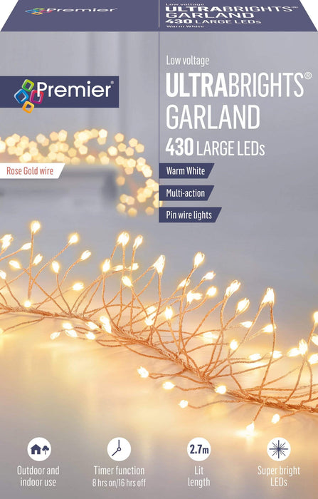 Premier Decorations Christmas Lights 430L M-A Rose Gld UltraBright
