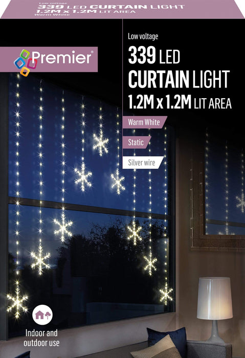 Premier Decorations Christmas Lights Premier 1.2M X 1.2M Snow Flake Curtain Lights