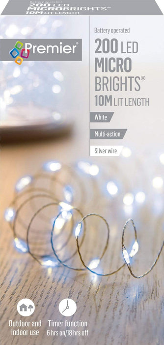 Premier Decorations Christmas Lights Premier 200 LED'S Microbrights On Silver Wire