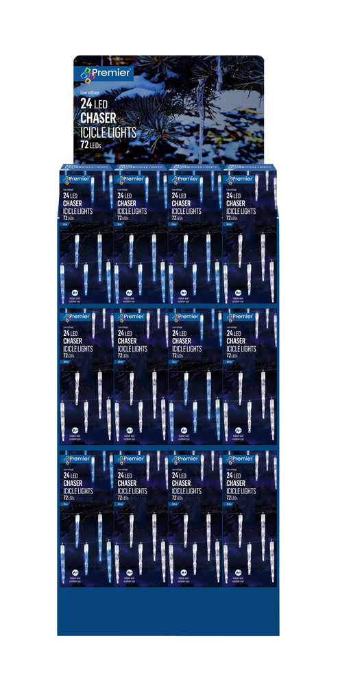 Premier Decorations Christmas Lights Premier 24 chaser icicle Lights with 72 LED'S White