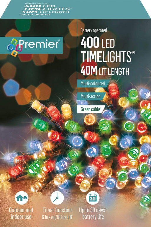 Premier Decorations Christmas Lights Premier 400 LED Battery Lights Various Colours