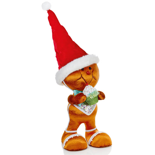 Premier Decorations Christmas Ornaments Plush Gingerbread Man With Santa Hat