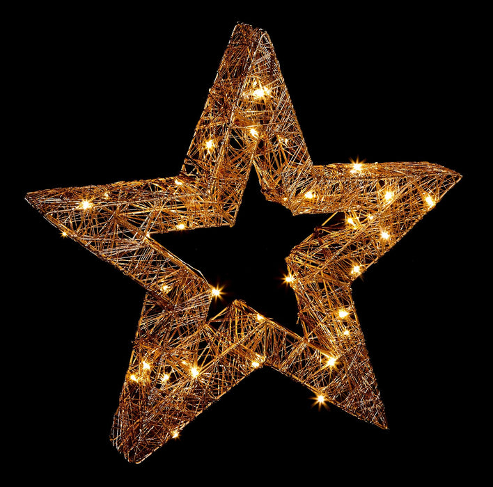 Premier Decorations Christmas Ornaments Premier Rose Gold 45cm Lit Metal Hollow Star With Multi-coloured LED'S