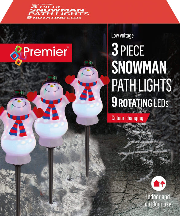 Premier Decorations Christmas Path Lights Premier 3pc 48cm Snowman Path Lights