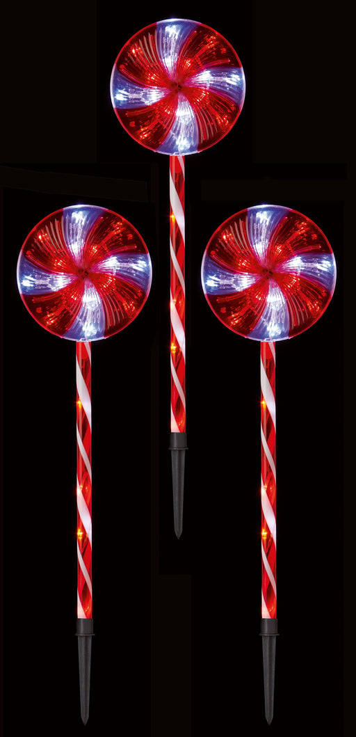 Premier Decorations Christmas Path Lights Premier 3pc 70cm Lollipop Path Lights