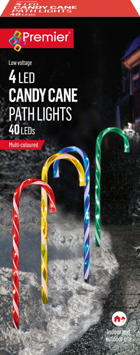 Premier Decorations Christmas Path Lights Premier 62cm 4 Pack Candy Cane Path Lights Mult-coloured