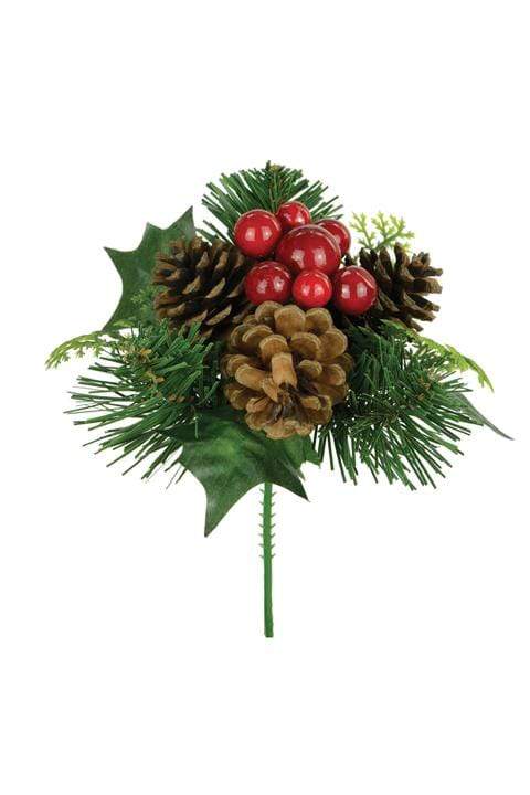 Floral Silk Christmas Pick Natural Xmas Pick 17cm