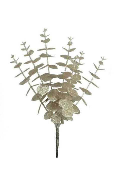 Floral Silk Christmas Pick Sparkle Eucalyptus Pick 30cm