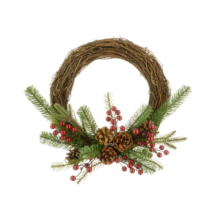 Floral Silk Christmas Wreaths Arlington Natural Semi-Wreath 32cm