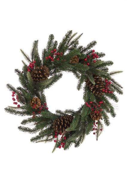Floral Silk Christmas Wreaths Barholm Berry Pine Wreath 60cm