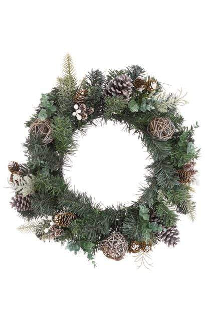 Floral Silk Christmas Wreaths Scandi Christmas Wreath 50cm