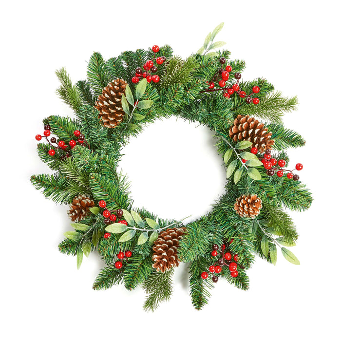 Premier Decorations Christmas Wreaths 50cm Berry & Cone Wreath