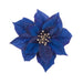 Floral Silk Clip On Decorations Blue Poinsettia Clip On Decoration 17cm