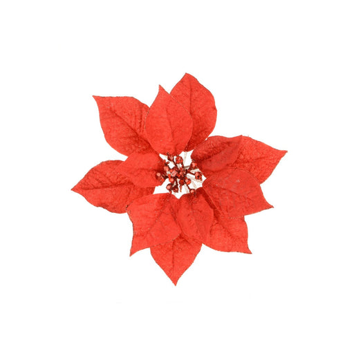 Floral Silk Clip On Decorations Poinsettia Clip On Decoration 22cm