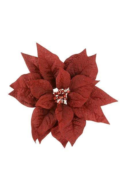 Floral Silk Clip On Decorations Poinsettia Clip On Decoration 27cm Red