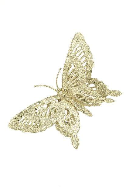 Floral Silk Clip On Decorations Double Wing Butterfly Clip 15cm Double Wing Butterfly Clip on Christmas Decoration 15cm