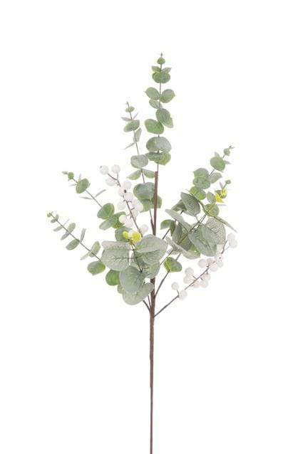 Floral Silk Eucalyptus Eucalyptus White Berry Spray 64cm Stem