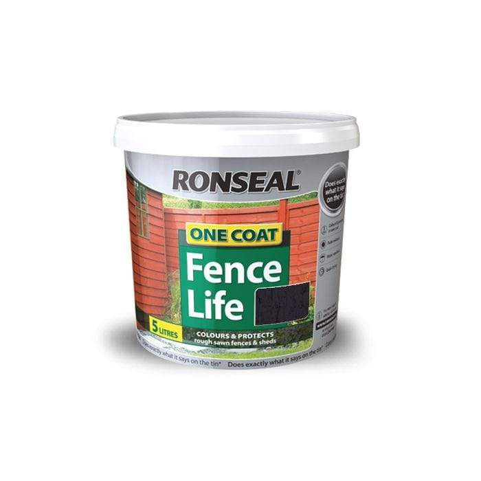 Ronseal Fence Paint Ronseal One Coat Fence Life 5L Black Oak