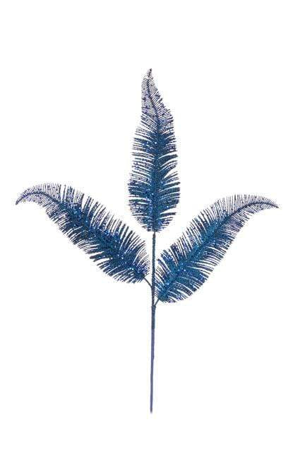 Floral Silk Fern Glitter Fern Spray 61cm in Blue