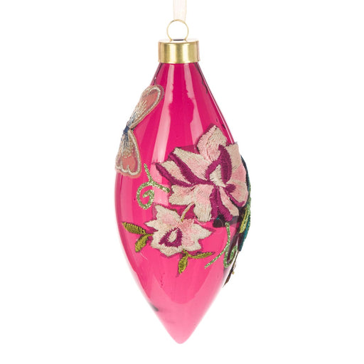 Floral Silk Baubles Finial Glass Floral Bauble Or Finial