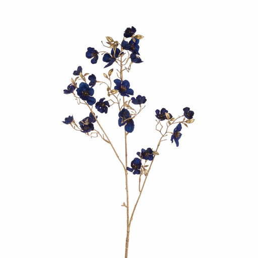 Floral Silk Dogwood Stem 87cm Blue and Gold