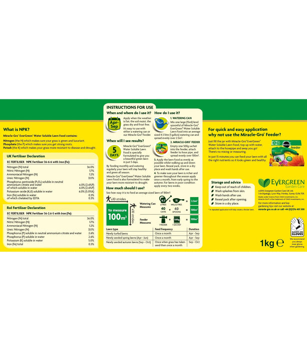 Miracle-Gro Lawn Care Miracle-Gro Water Soluble Lawn Food 1 kg carton 200m2