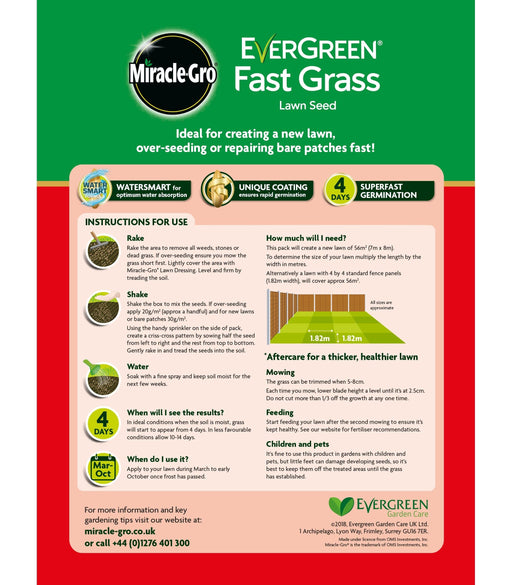 Miracle-Gro Lawn Seed Miracle-Gro EverGreen Fast Grass Lawn Seed 1.6 kg carton 56m2