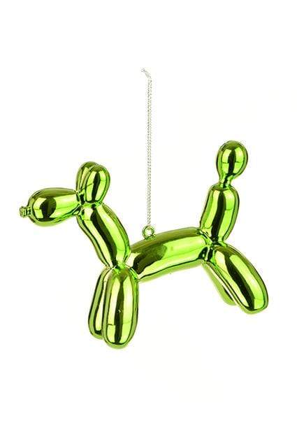 Floral Silk Baubles Lime Party Balloon Dog 9cm Bauble in Various Colours