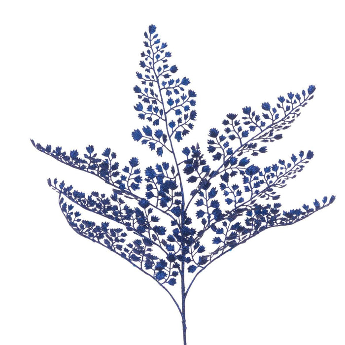 Floral Silk Maidenhair Fern Sparkle Maidenhair Spray 55cm In Blue