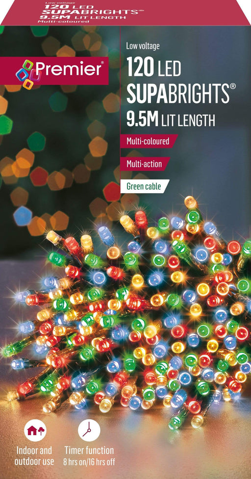 Premier Decorations Christmas Lights Multi-coloured Premier Multiaction 120 LED Supabrights Lights