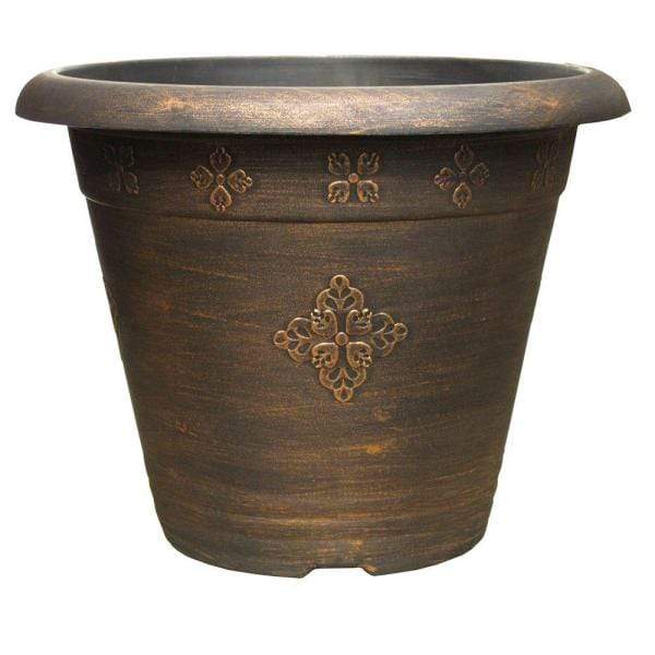 14.5 in. medley square copper plastic planter Medley 14.5inch Round Planter Copper
