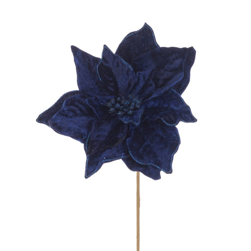 Floral Silk Poinsettia Velvet Poinsettia 50cm In Blue