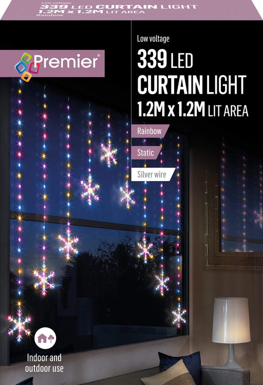 Premier Decorations Christmas Lights Rainbow Premier 1.2M X 1.2M Snow Flake Curtain Lights