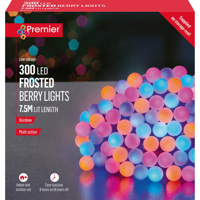 Premier Decorations Christmas Lights Rainbow Premier Multi-Action 300 LED Frosted Berry Lights