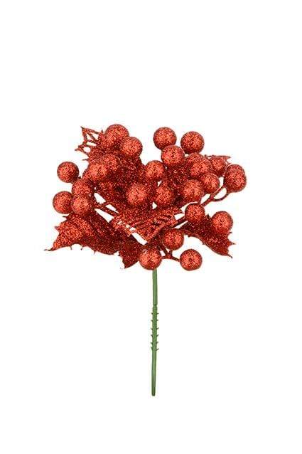 Floral Silk Christmas Pick Red Christmas Berry Pick 17cm Christmas Berry Pick 17cm In Red & Gold