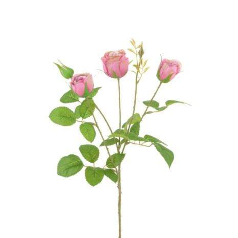 Floral Silk Roses English Spray Cabbage Rose Pink 61cm