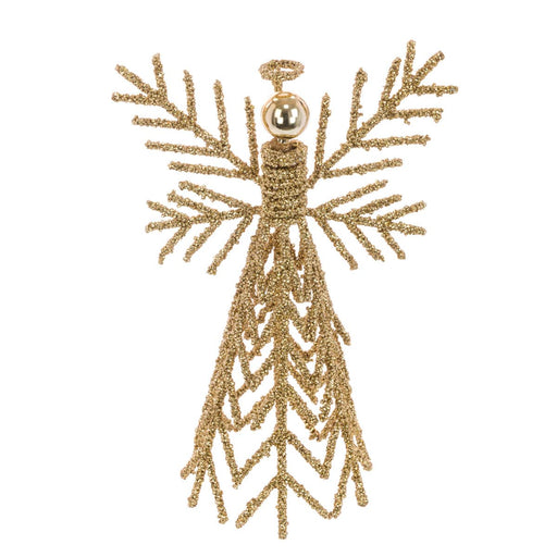 Floral Silk Tree Toppers Wire Angel Tree Topper 32cm In Gold