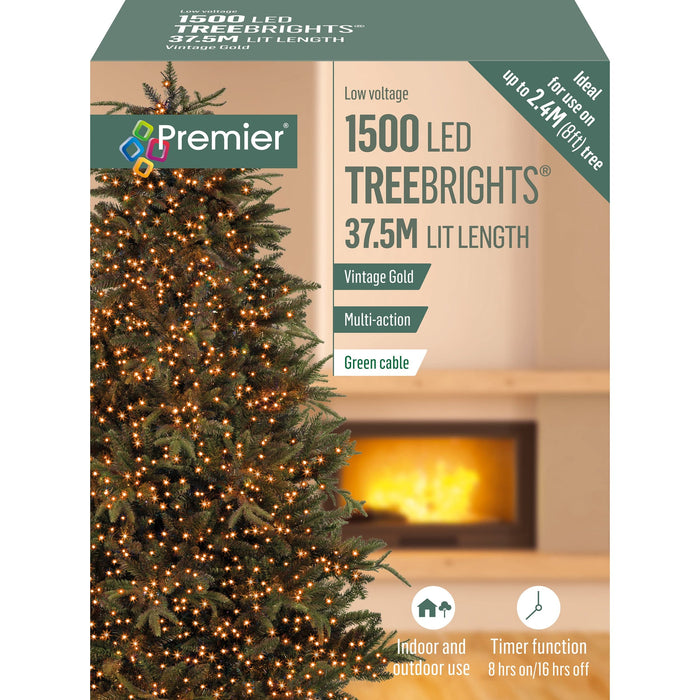 Premier Decorations Christmas Lights Vintage Gold Premier 1500 LED Treebrights Christmas Lights