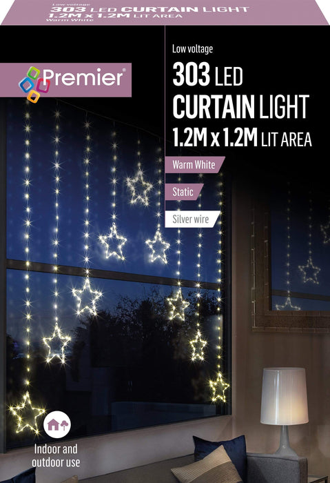 Premier Decorations Christmas Lights Warm White Premier 1.2M X 1.2M Star Curtain Lights