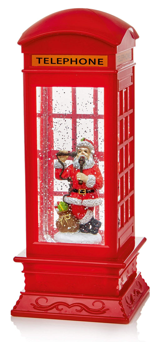 Premier Decorations Water Spinner Premier 27cm Red Telephone Box Water Spinner With Santa