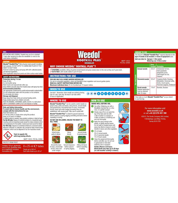 Weedol Weed Killer Weedol Rootkill Plus Liquid Concentrate Tubes 8 tube carton