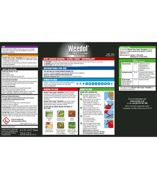 Weedol Weed Killer Weedol Ultra Tough Weedkiller Liquid Concentrate 8 tube carton