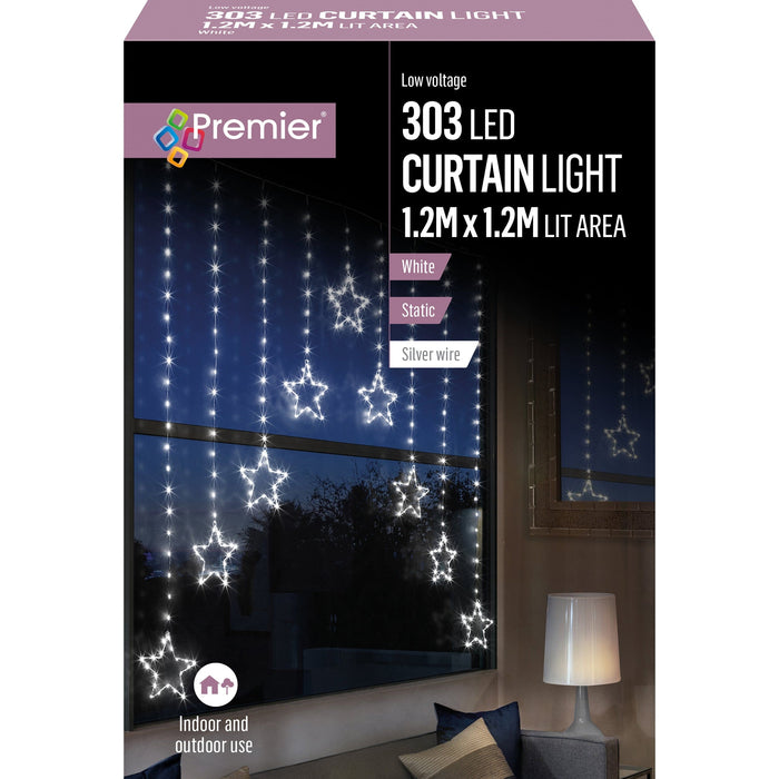 Premier Decorations Christmas Lights White Premier 1.2M X 1.2M Star Curtain Lights