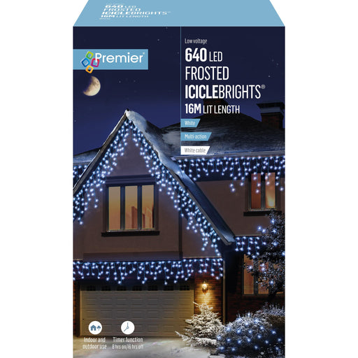 Premier Decorations Christmas Lights White Premier 640 LED Multi-Action Frosted Cap Icicles